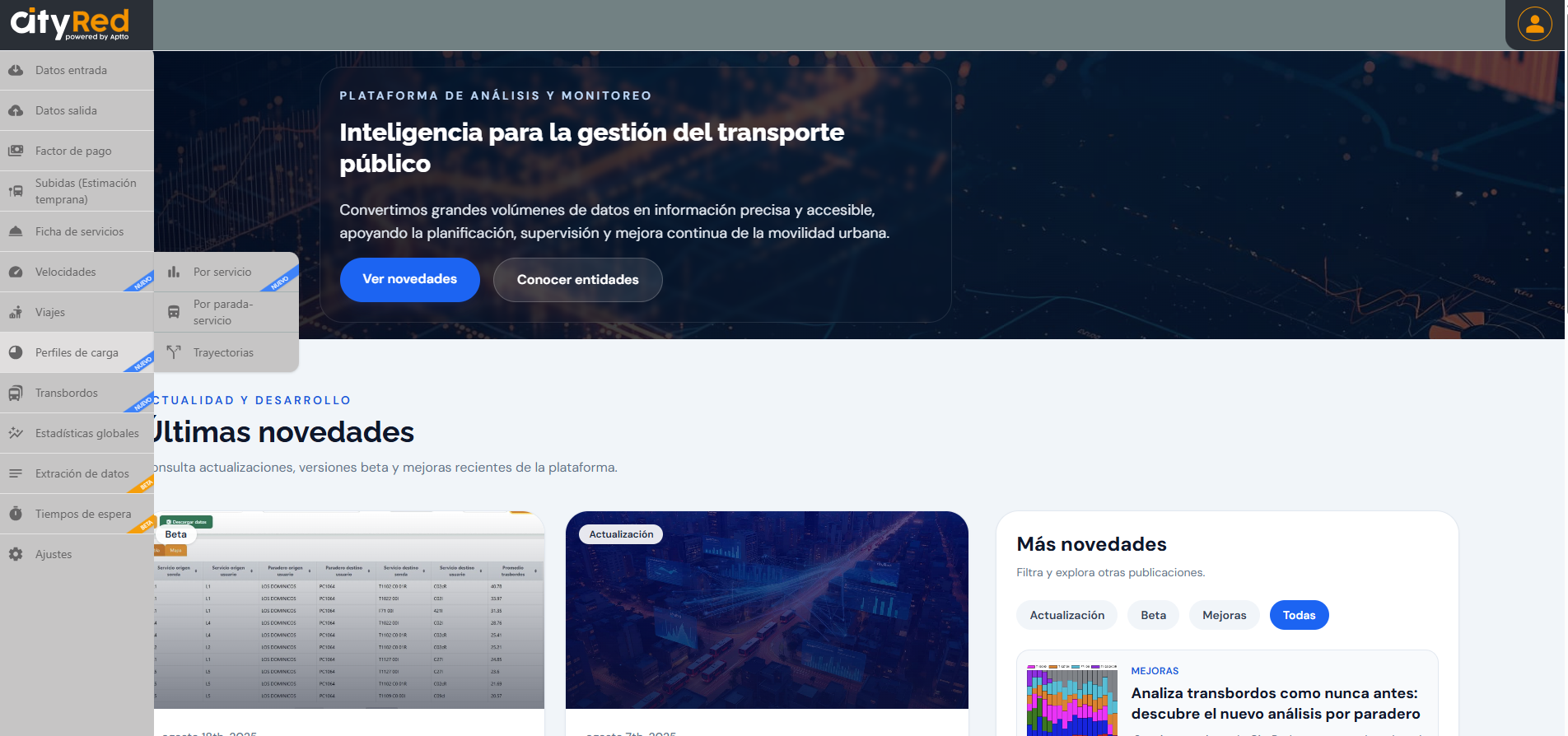 Página de inicio de CityRed
